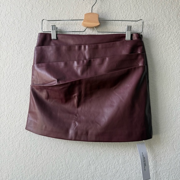 Princess Polly Dresses & Skirts - Princess Polly Kalilah Deep Burgundy Faux Leather Mini Skirt NWT